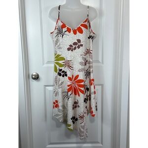 Womens SS Collection Tropical Floral Print Asymmetrical Hem Midi Dress Size XXL